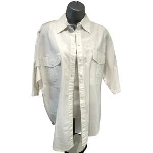 KSA Philippines Ivory Cream Cotton Camisole Sheer Cut Outs Matching Overshirt-M